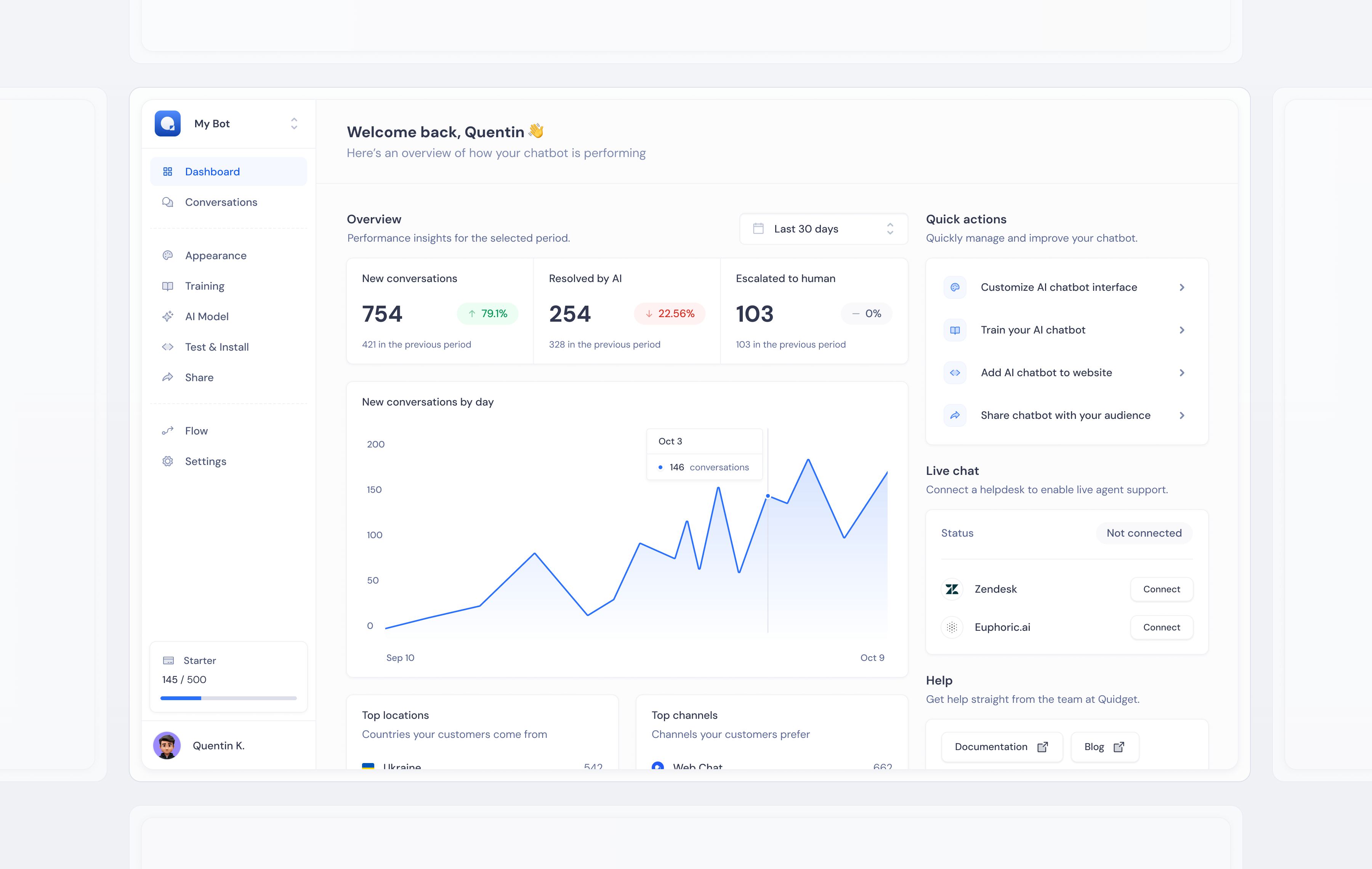 Quidget Application UI